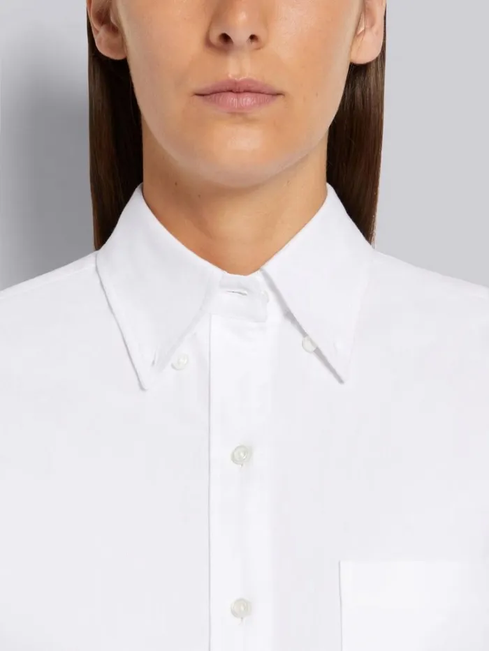 2ply Fresco High Waisted Aline Below The Knee Shirtdress Navy Women Thom Browne Skirts