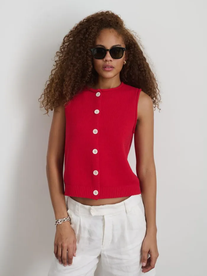 Alex Mill Bridget Vest In Cotton Tomato Women Sweaters