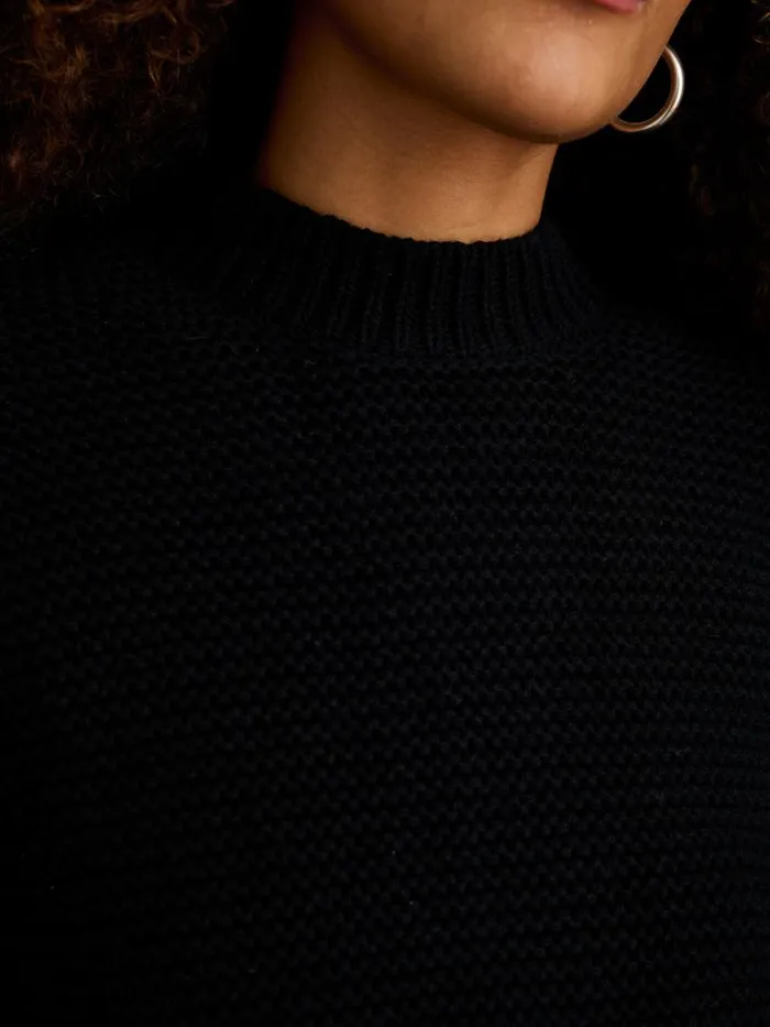 Alex Mill ButtonBack Crewneck Sweater Black Women Sweaters