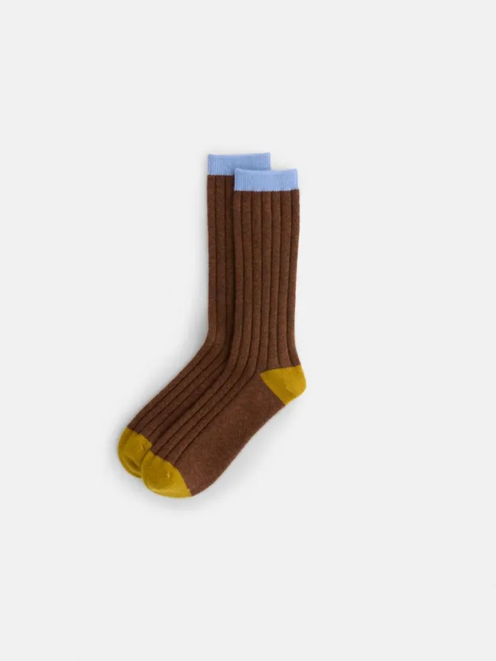Alex Mill Cashmere Socks Chestnutgoldlight Blue Women Accessories