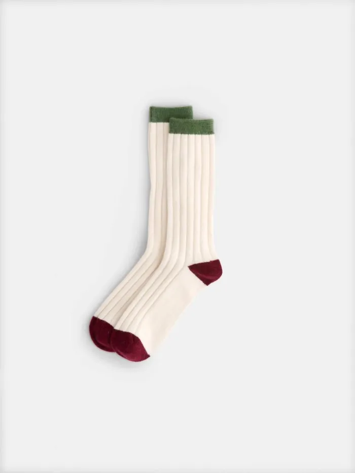 Alex Mill Cashmere Socks Ivoryburgundygreen Men Accessories