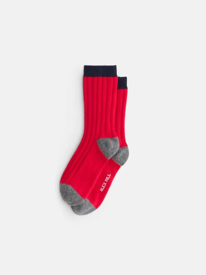 Alex Mill Cashmere Socks Redheather Greynavy Women Accessories