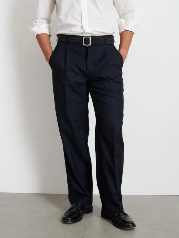 Alex Mill Henry Pleated Trouser In Wool Flannel Navy Men Suiting Blazers