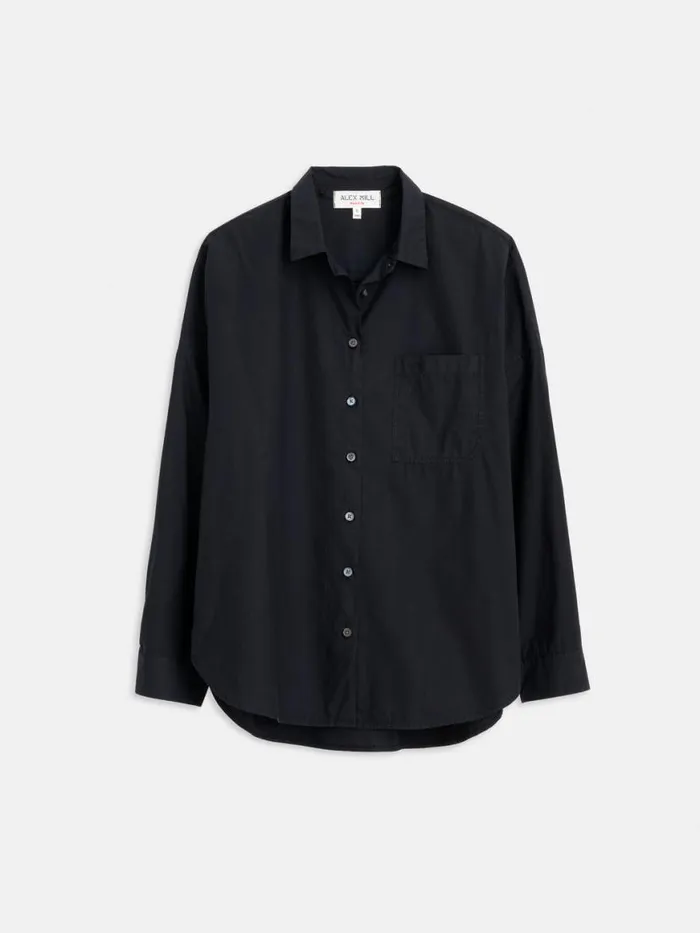 Alex Mill Jo Shirt In Cotton Poplin Rich Black Women Shirts Tops