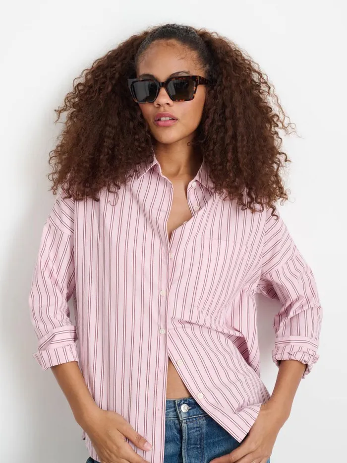 Alex Mill Jo Shirt In Striped Paper Poplin Pink Stripe Women Shirts Tops