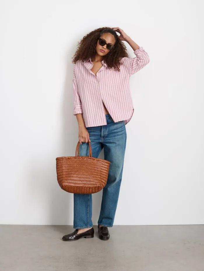 Alex Mill Jo Shirt In Striped Paper Poplin Pink Stripe Women Shirts Tops