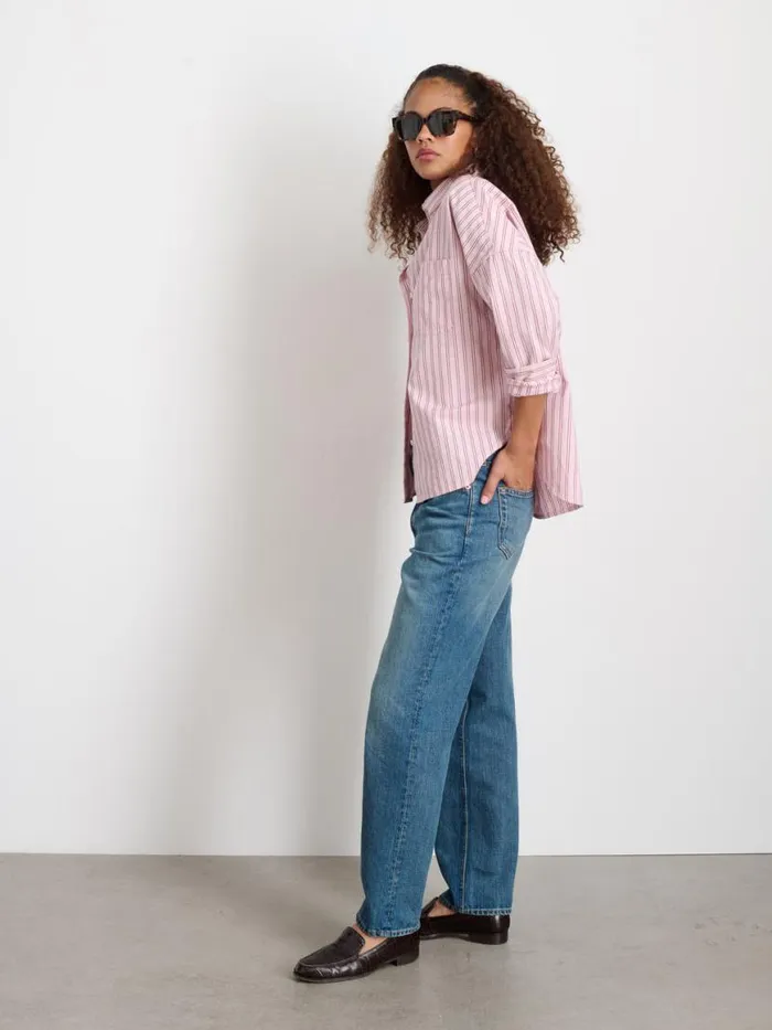 Alex Mill Jo Shirt In Striped Paper Poplin Pink Stripe Women Shirts Tops