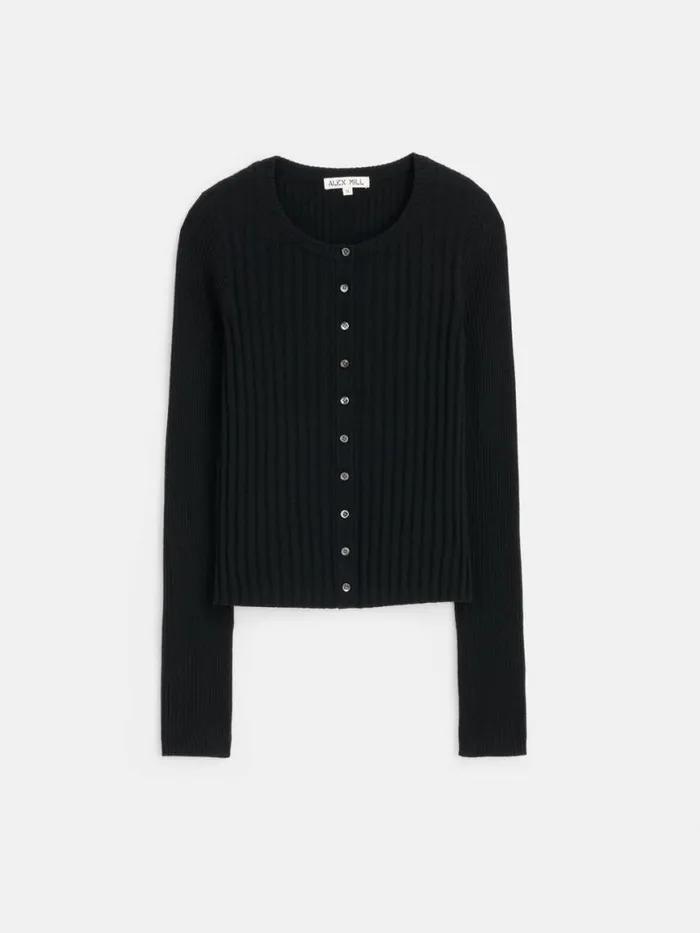Alex Mill Kristin Ribbed Cardigan Black Women Sweaters