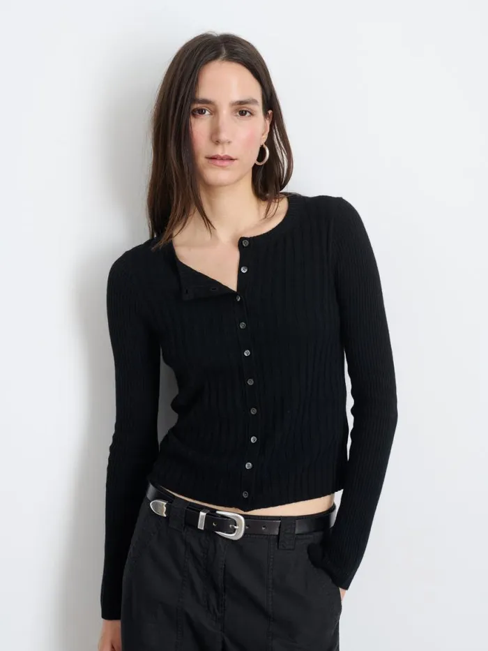 Alex Mill Kristin Ribbed Cardigan Black Women Sweaters