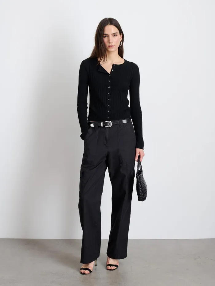 Alex Mill Kristin Ribbed Cardigan Black Women Sweaters