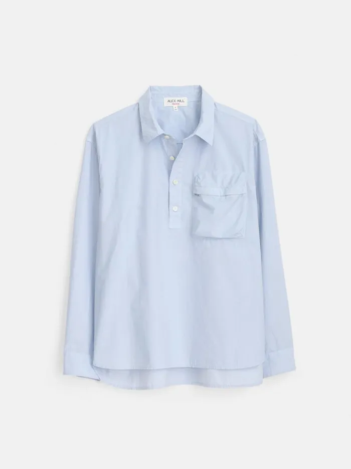 Alex Mill Leo Popover In Paper Cotton Calm Blue Men Shirts