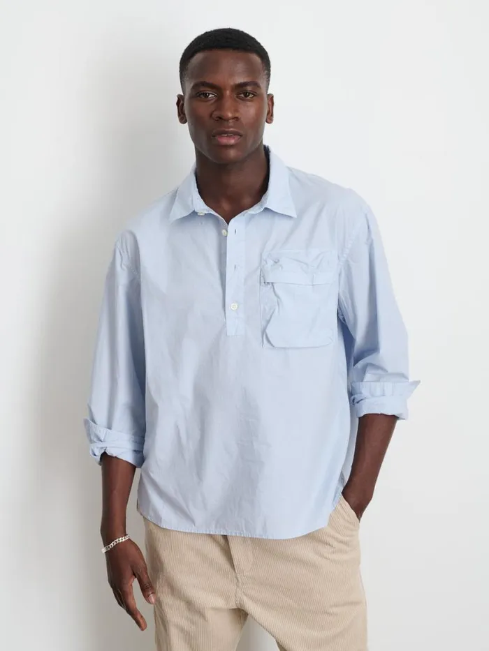 Alex Mill Leo Popover In Paper Cotton Calm Blue Men Shirts