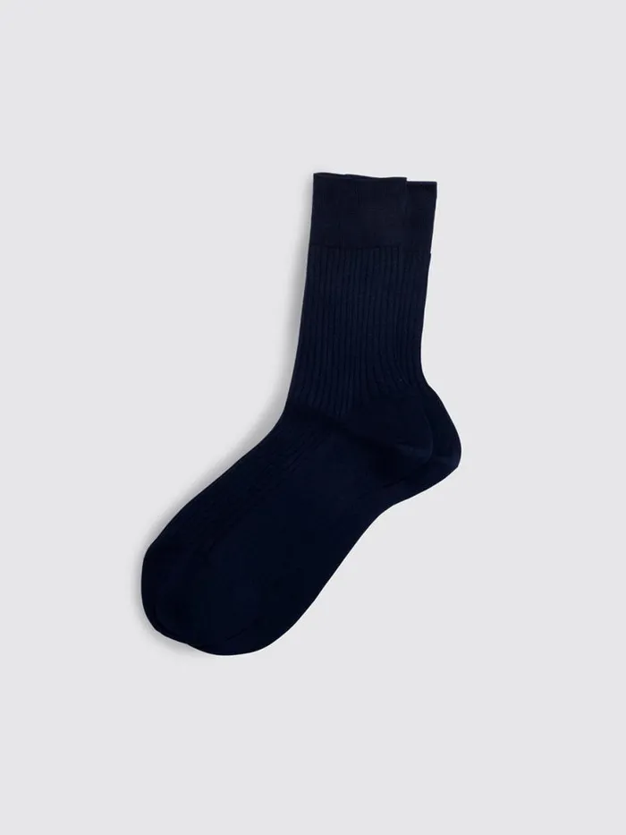 Alex Mill Maria La Rosa Bio Cotton Ribbed Socks Navy Women Accessories