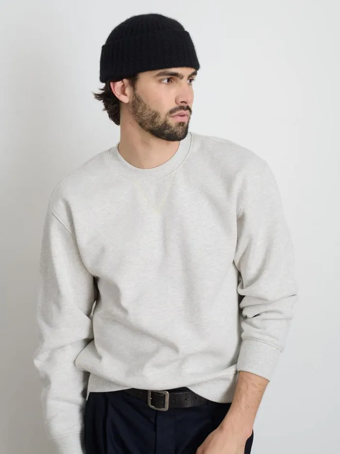 Alex Mill Marlon Sweatshirt In Cotton Fleece Light Heather Grey Men Sweaters Sweatshirts