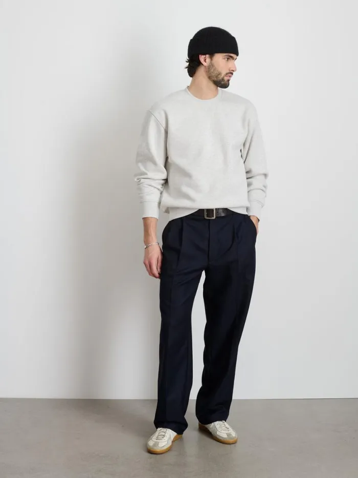 Alex Mill Marlon Sweatshirt In Cotton Fleece Light Heather Grey Men Sweaters Sweatshirts
