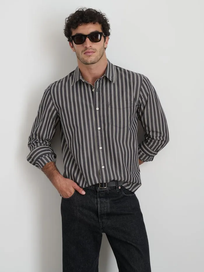 Alex Mill Mill Shirt In Halo Stripe Blackivory Men Shirts