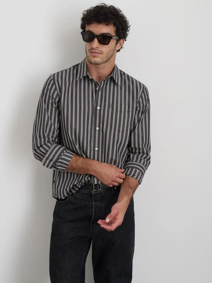 Alex Mill Mill Shirt In Halo Stripe Blackivory Men Shirts