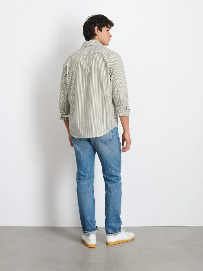 Alex Mill Mill Shirt In Striped Cotton Poplin Olivewhite Men Shirts