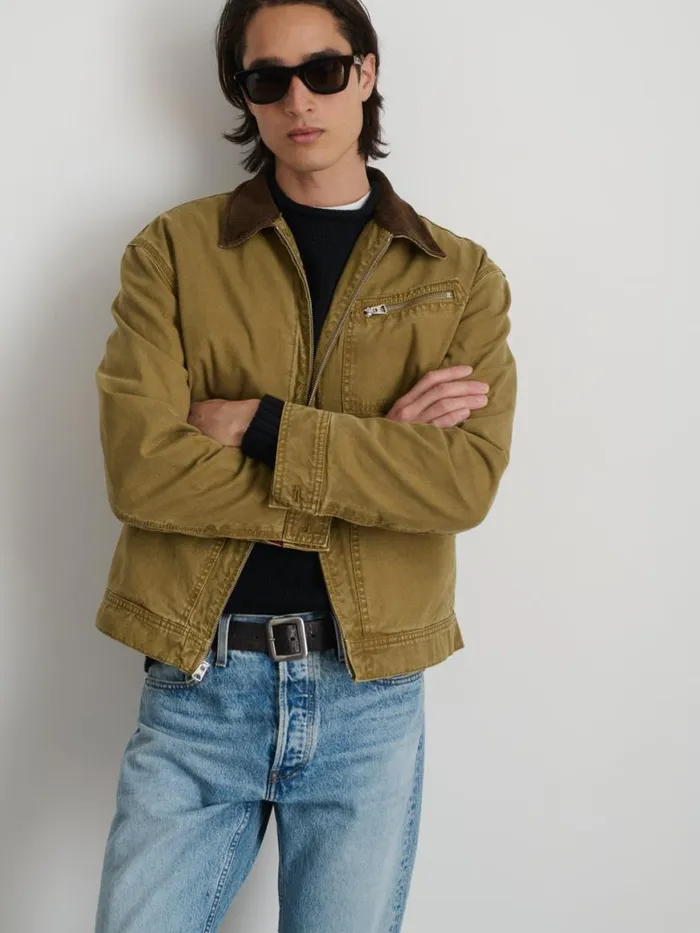 Alex Mill Miller Zip Jacket In Canvas Khaki Men Jackets Coats