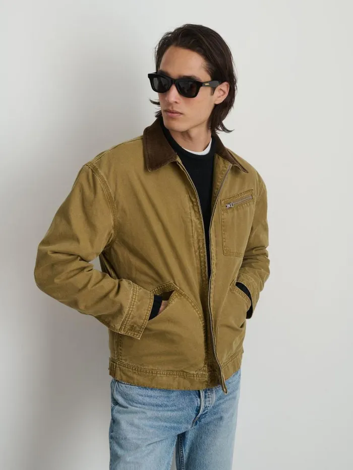 Alex Mill Miller Zip Jacket In Canvas Khaki Men Jackets Coats