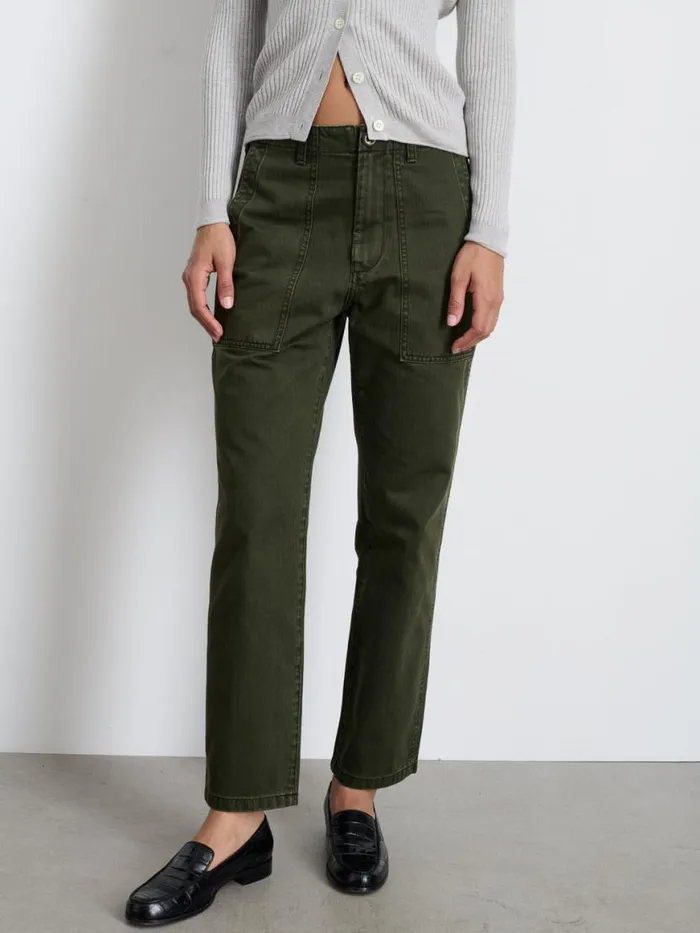 Alex Mill Neil Pant In Herringbone Military Olive Women Pants