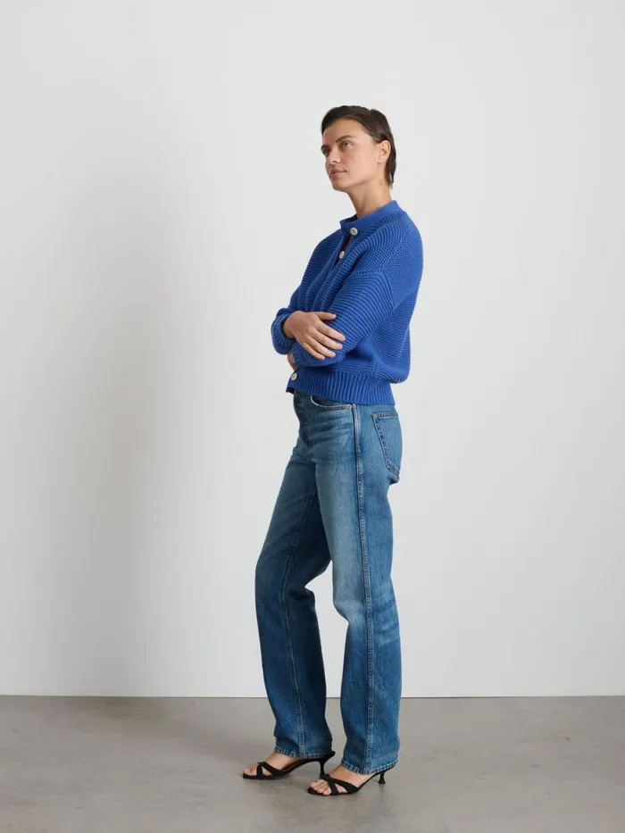 Alex Mill Nico Cardigan In Cotton Cosmic Blue Women Sweaters