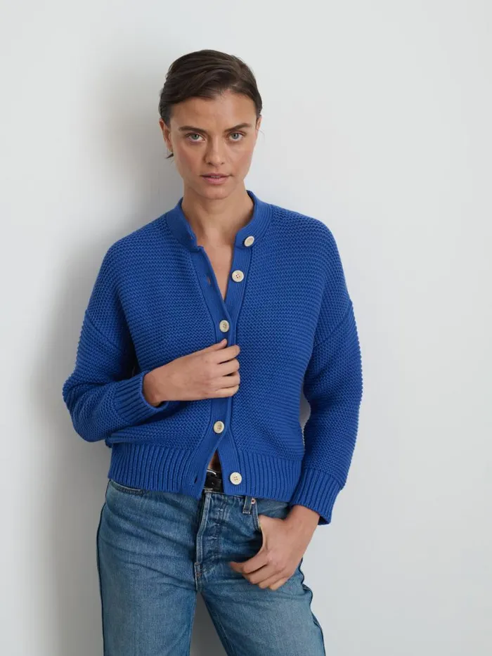 Alex Mill Nico Cardigan In Cotton Cosmic Blue Women Sweaters