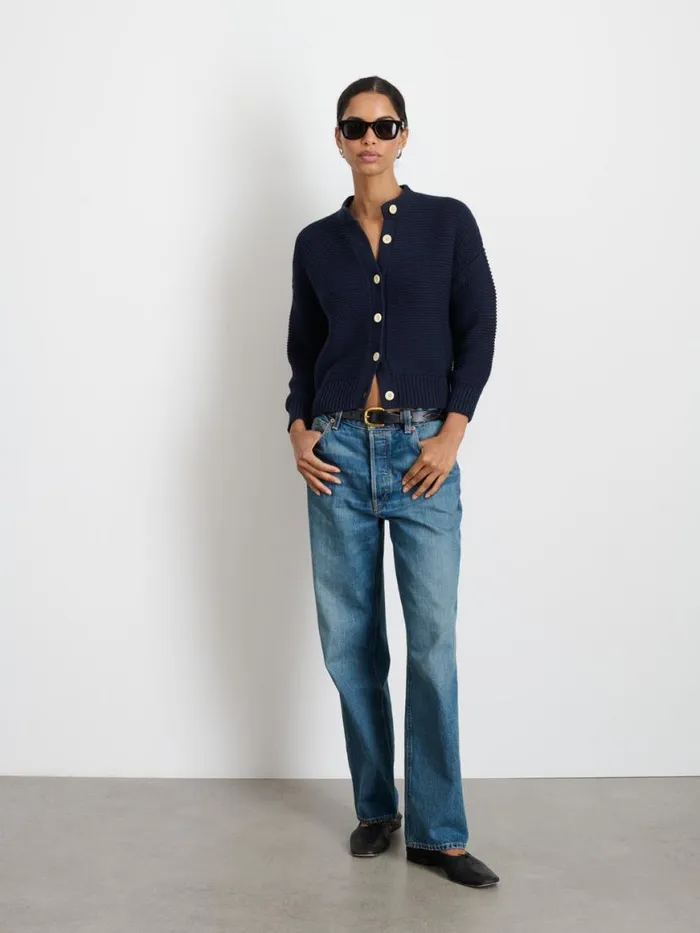 Alex Mill Nico Cardigan In Cotton Dark Navy Women Sweaters