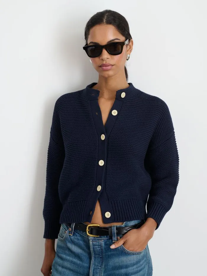 Alex Mill Nico Cardigan In Cotton Dark Navy Women Sweaters