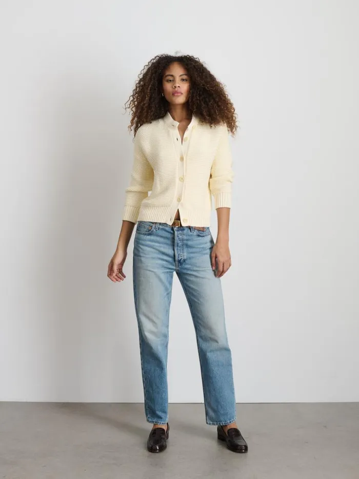 Alex Mill Nico Cardigan In Cotton Ivory Women Sweaters