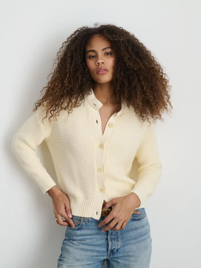 Alex Mill Nico Cardigan In Cotton Ivory Women Sweaters