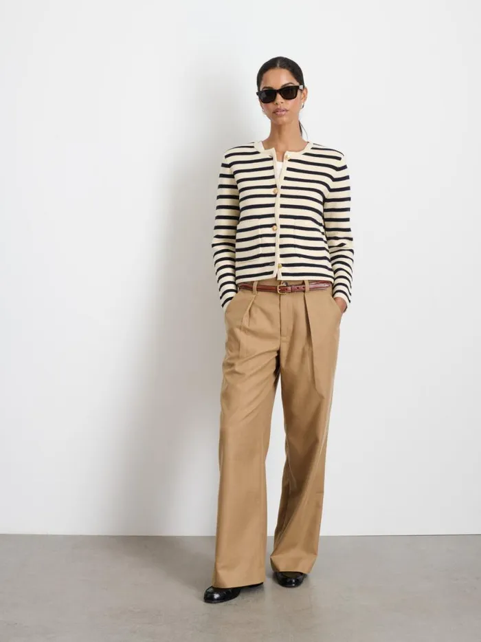 Alex Mill Paris Sweater Jacket In Stripe Creamnavy Women Sweaters