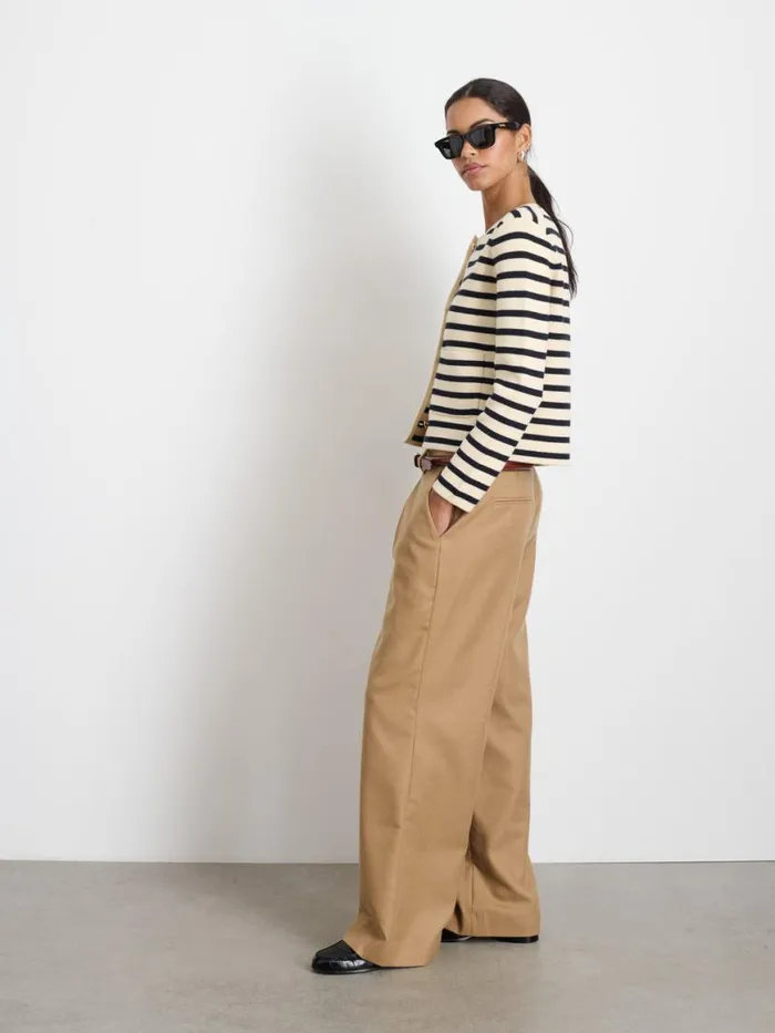 Alex Mill Paris Sweater Jacket In Stripe Creamnavy Women Sweaters