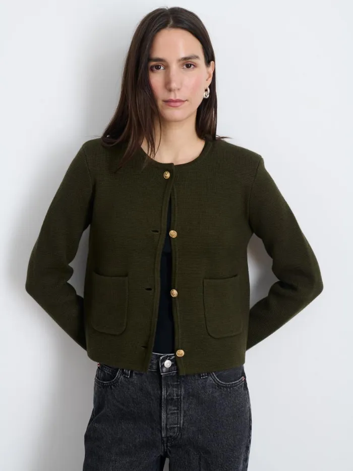 Alex Mill Paris Sweater Jacket Olive Women Sweaters