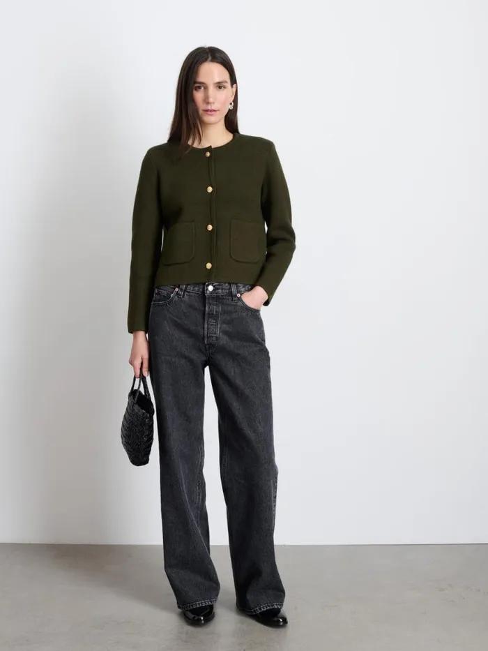 Alex Mill Paris Sweater Jacket Olive Women Sweaters