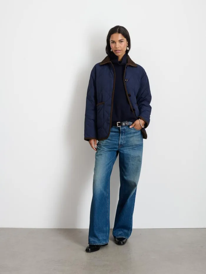 Alex Mill Quinn Quilted Jacket Navy Women Jackets Outerwear