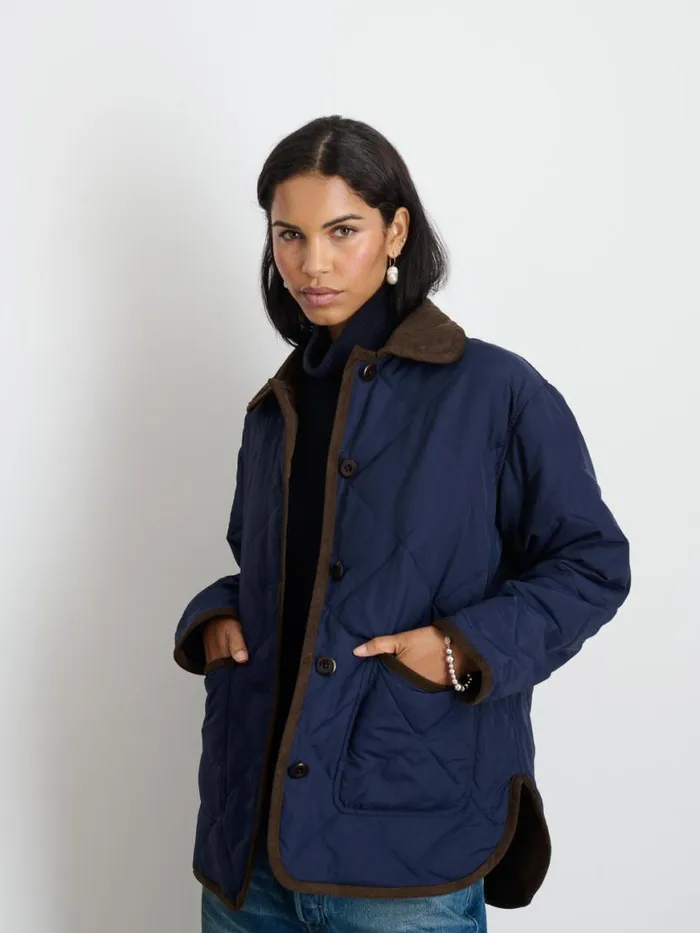 Alex Mill Quinn Quilted Jacket Navy Women Jackets Outerwear