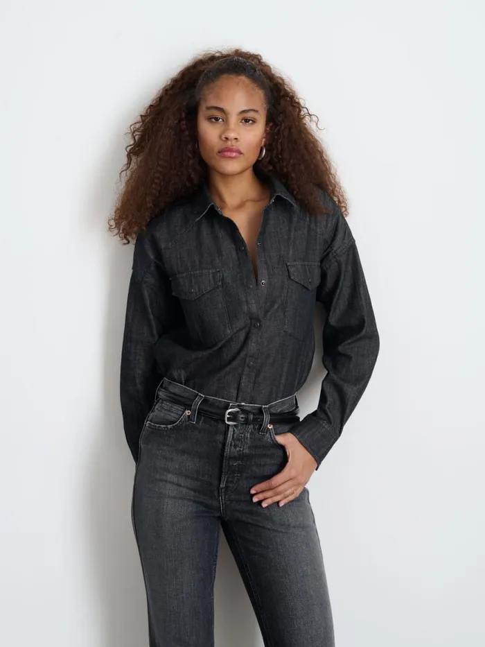 Alex Mill Santa Fe Shirt In Black Denim Black Wash Women Denim