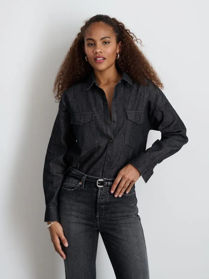 Alex Mill Santa Fe Shirt In Black Denim Black Wash Women Denim