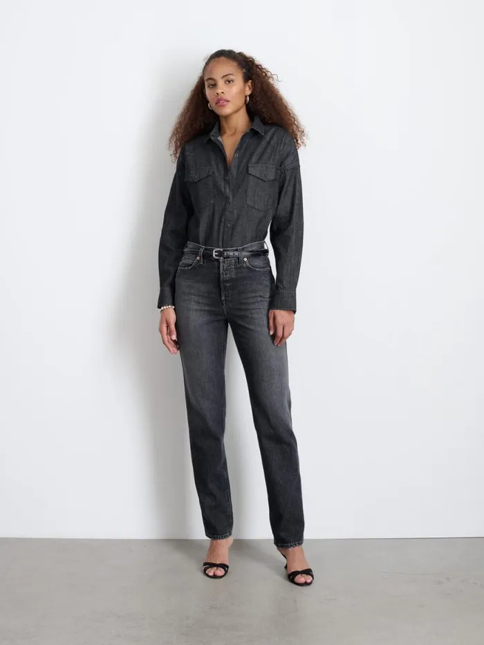 Alex Mill Santa Fe Shirt In Black Denim Black Wash Women Denim