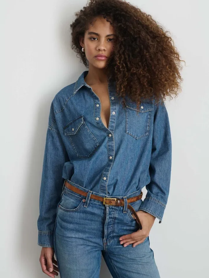 Alex Mill Santa Fe Shirt In Denim Santa Fe Medium Wash Women Shirts Tops