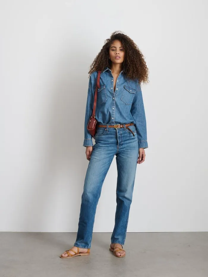Alex Mill Santa Fe Shirt In Denim Santa Fe Medium Wash Women Shirts Tops