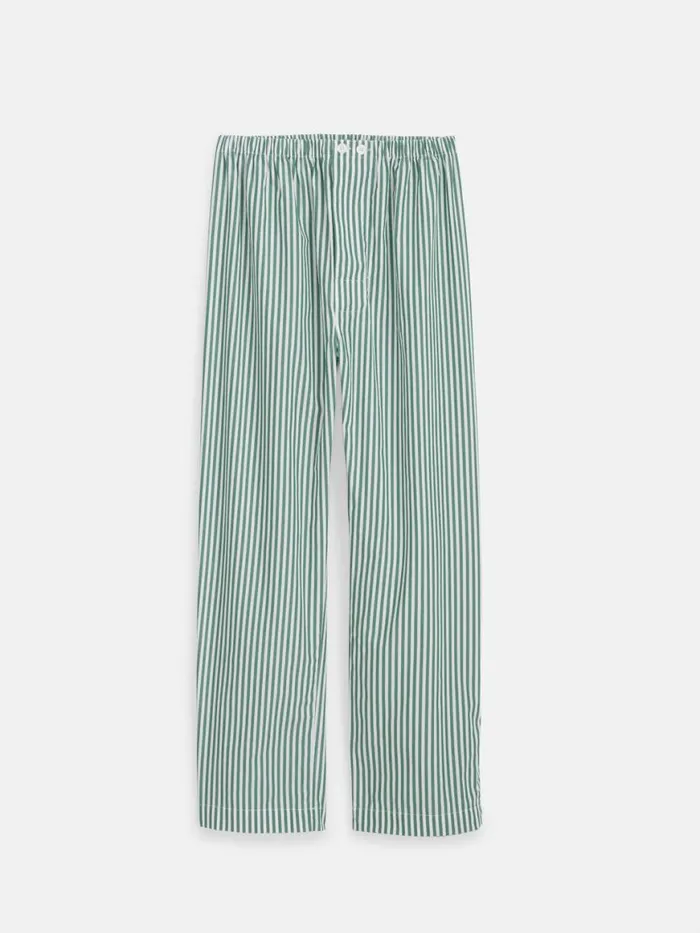Alex Mill Schostal X Alex Mill Striped Long Sleeve Pajama Set Green Stripe Women Pajamas Slippers
