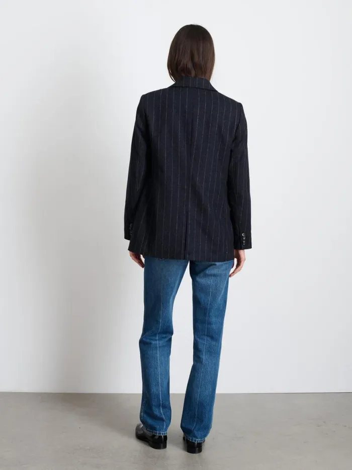 Alex Mill Soho Blazer In Chalk Stripe Wool Women Set Dressing