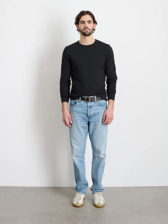 Alex Mill Standard LongSleeve TShirt In Slub Cotton Black Men Tees Polos