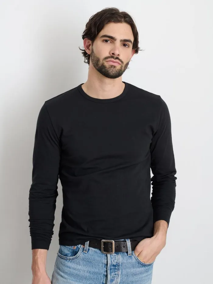 Alex Mill Standard LongSleeve TShirt In Slub Cotton Black Men Tees Polos