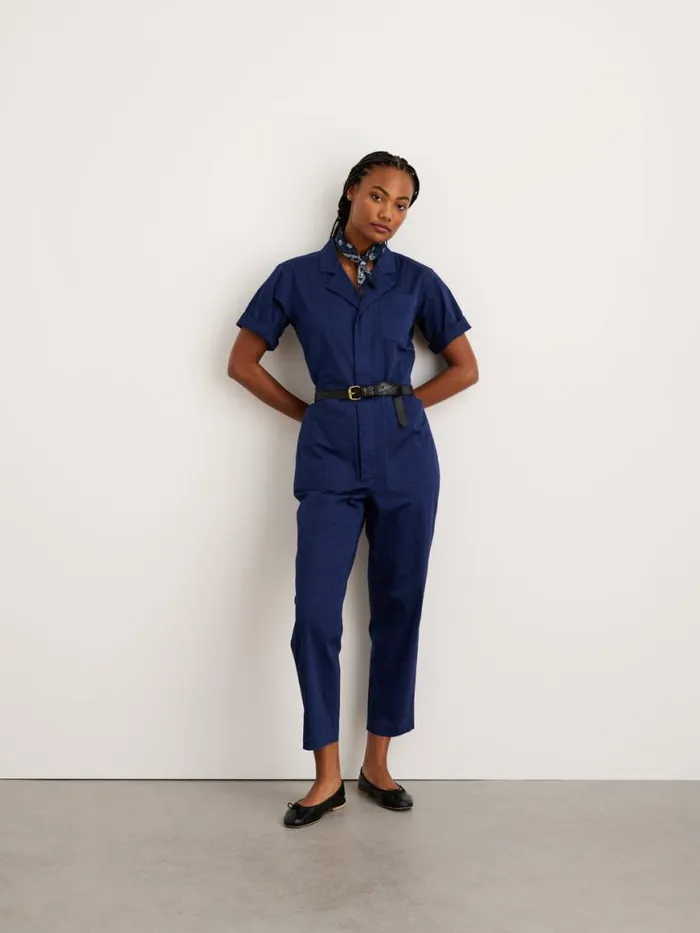 Alex Mill Standard Short Sleeve Jumpsuit Dark Navy Women Jumpsuits