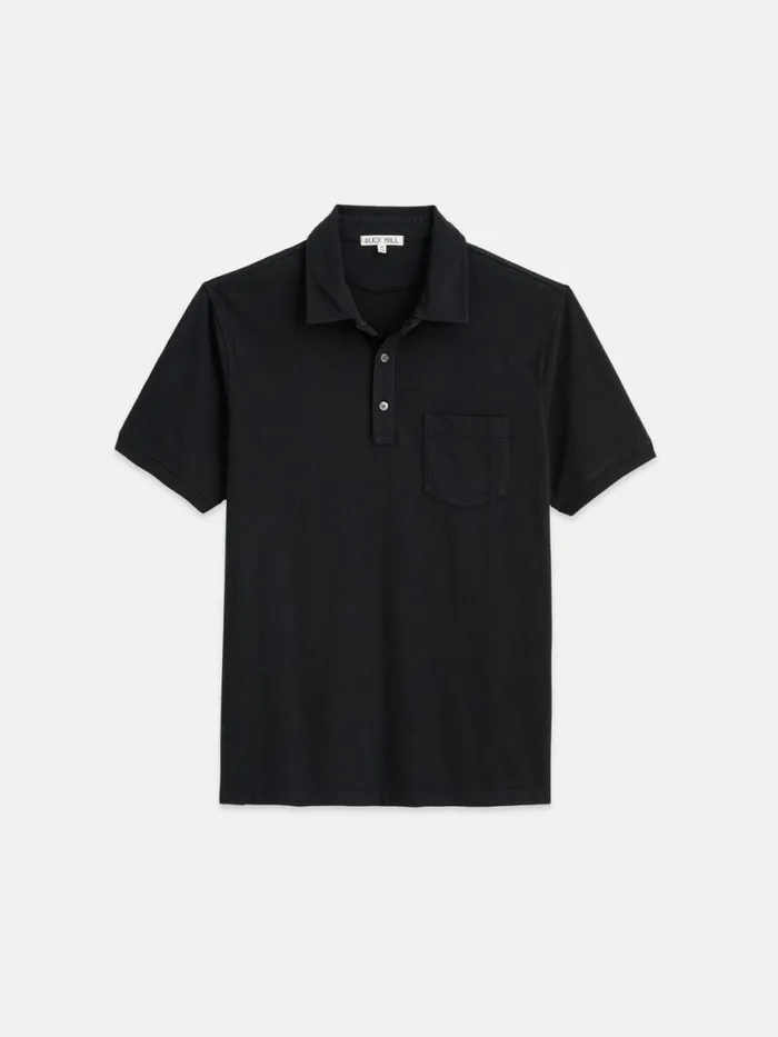 Alex Mill The Standard Polo In Slub Cotton Black Men Tees Polos