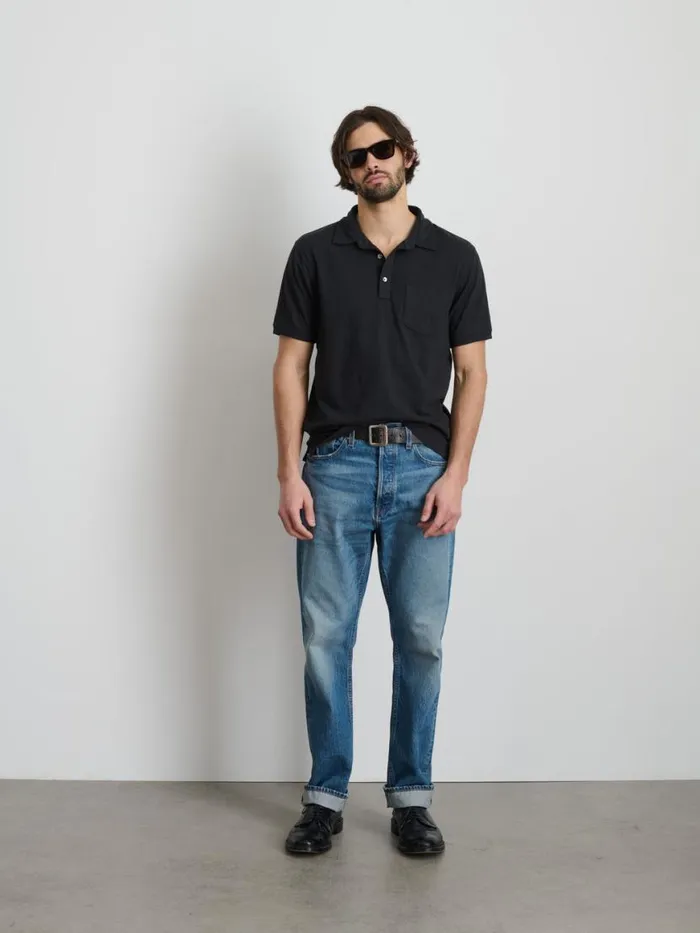 Alex Mill The Standard Polo In Slub Cotton Black Men Tees Polos