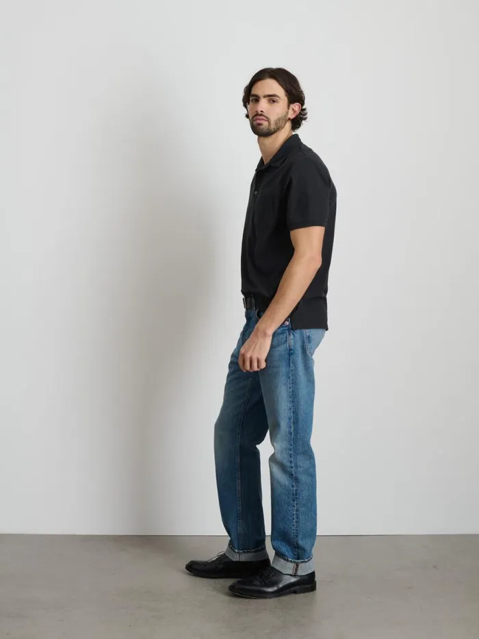 Alex Mill The Standard Polo In Slub Cotton Black Men Tees Polos